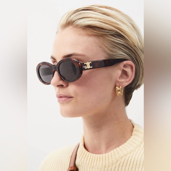 Celine triomphe oval sunglasses Havana - Picture 1 of 16